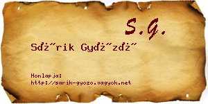 Sárik Győző névjegykártya